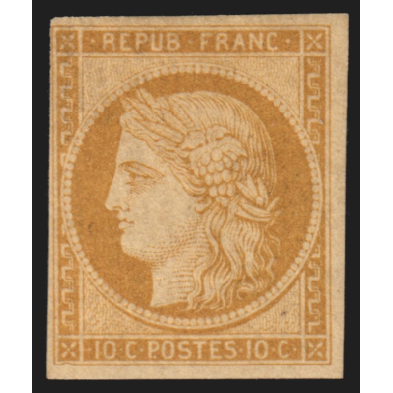 CG n°11, Cérès non-dentelé 1871, 10c bistre, neuf * avec charnière - B/TB