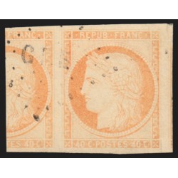 CG n°13, Cérès non-dentelé 1871, 40c orange, oblitéré GPE Gaudeloupe - SUPERBE