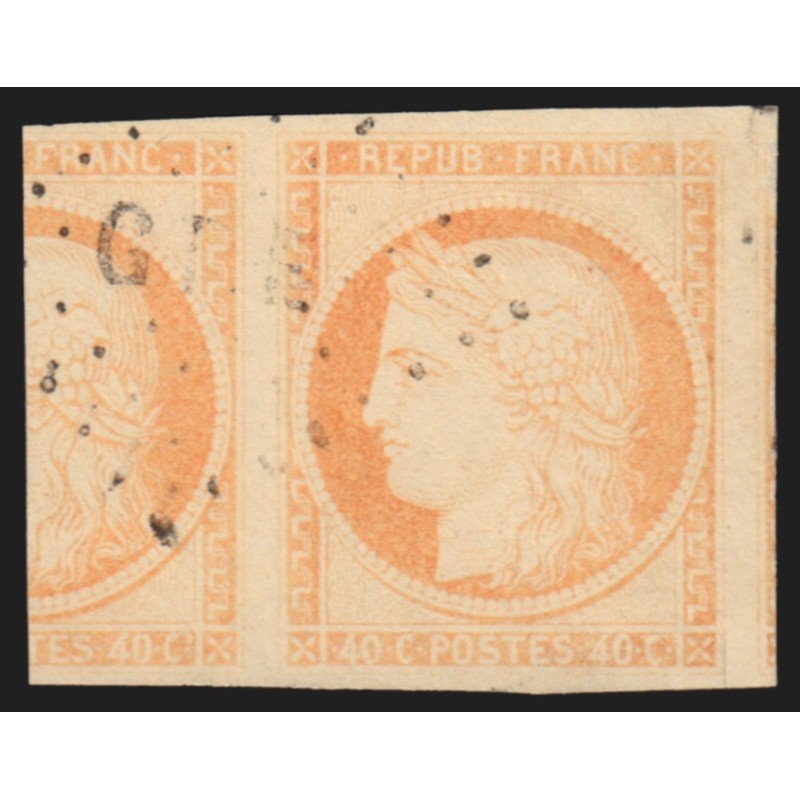 CG n°13, Cérès non-dentelé 1871, 40c orange, oblitéré GPE Gaudeloupe - SUPERBE