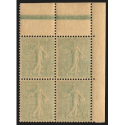 n°130h, variété "recto-verso", Semeuse lignée, 15c vert-gris, neuf ** - TB