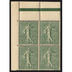 n°130h, variété "recto-verso", Semeuse lignée, 15c vert-gris, neuf ** - TB