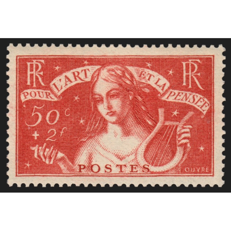n°308, Art et Pensée 1935, 50c+2fr rouge-brique, neuf * légère trace de ch. TB