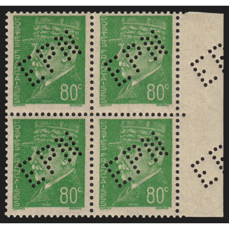 n°513a, Perforé EPN Expo de Nancy, Pétain 80c vert, neuf ** sans charnière SUP