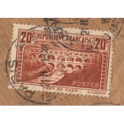 Poste Aérienne n°15 + Poste n°262 + 260 + 311 tous perforés "BI", sur fragment