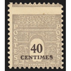 n°703b, variété "piquage à cheval", Arc de Triomphe 40c gris, neuf ** - SUPERBE