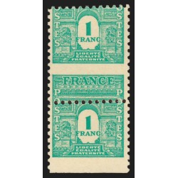 n°624, paire, variété "piquage à cheval", Arc de Triomphe 1fr vert, neuf **