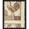 n°647, variété "piquage à cheval", Coq d'Alger 15fr sépia, neuf ** - SUPERBE