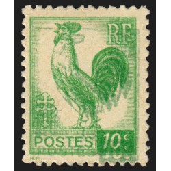 n°630, variété "impression double", Coq d'Alger 10c vert-jaune, neuf ** signé