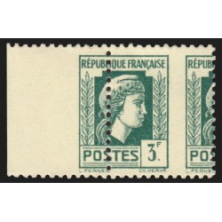 n°642, variété "piquage à cheval", Marianne d'Alger 3fr vert-foncé, neuf **