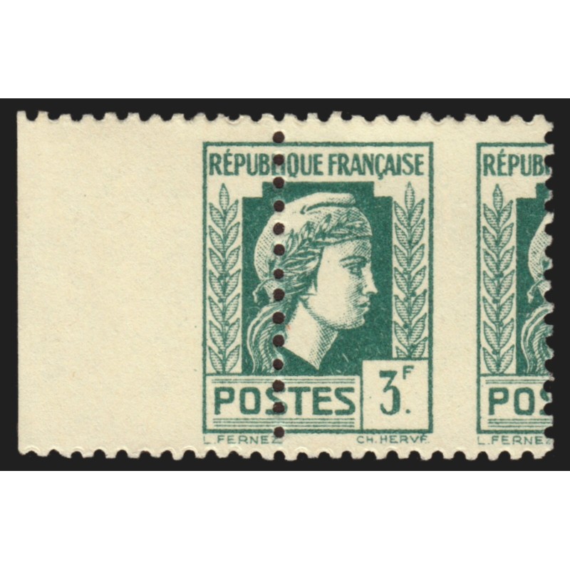 n°642, variété "piquage à cheval", Marianne d'Alger 3fr vert-foncé, neuf **