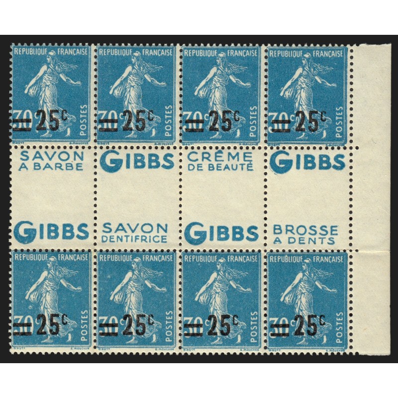 n°217d, double-publicité "Gibbs" x4 pub différentes, neufs ** - SUPERBE