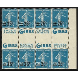 n°217d, double-publicité "Gibbs" x4 pub différentes, neufs ** sans ch. SUPERBE
