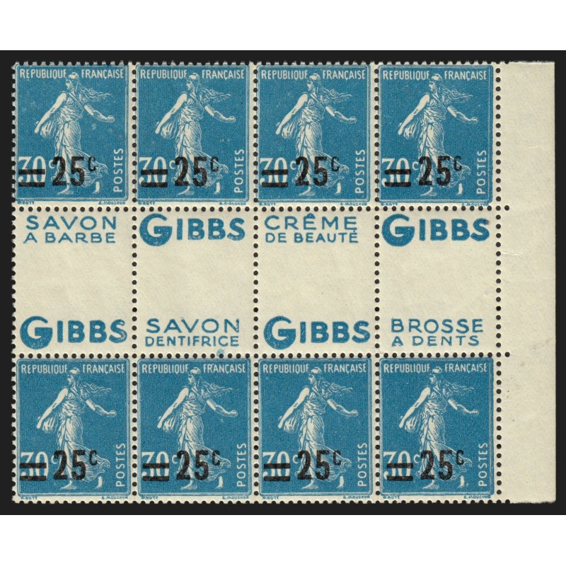 n°217d, double-publicité "Gibbs" x4 pub différentes, neufs ** sans ch. SUPERBE