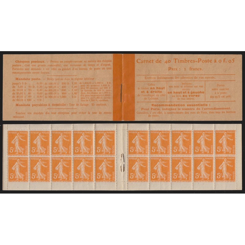 Carnet n°158-C1, 40 timbres, couverture postale, neuf ** - TB