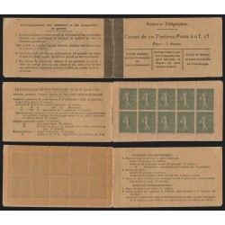 Carnet n°130-C2, papier GC, loi du 30 décembre 1916, neuf ** - B/TB