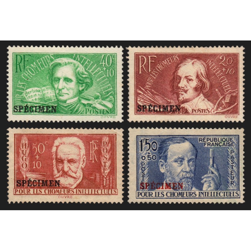 n°330a/333a, surchargés "specimen", série complète, neufs (*) sans gomme - TB
