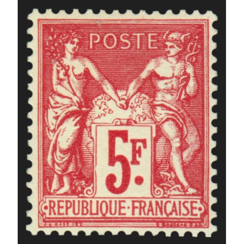 n°216b, variété "cartouche cassé", Sage 5fr carmin, neuf ** sans charnière - TB