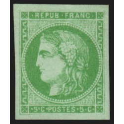 n°42B, Cérès Bordeaux, 5c vert-jaune, neuf * signé CALVES ROUMET et BRUN - TTB