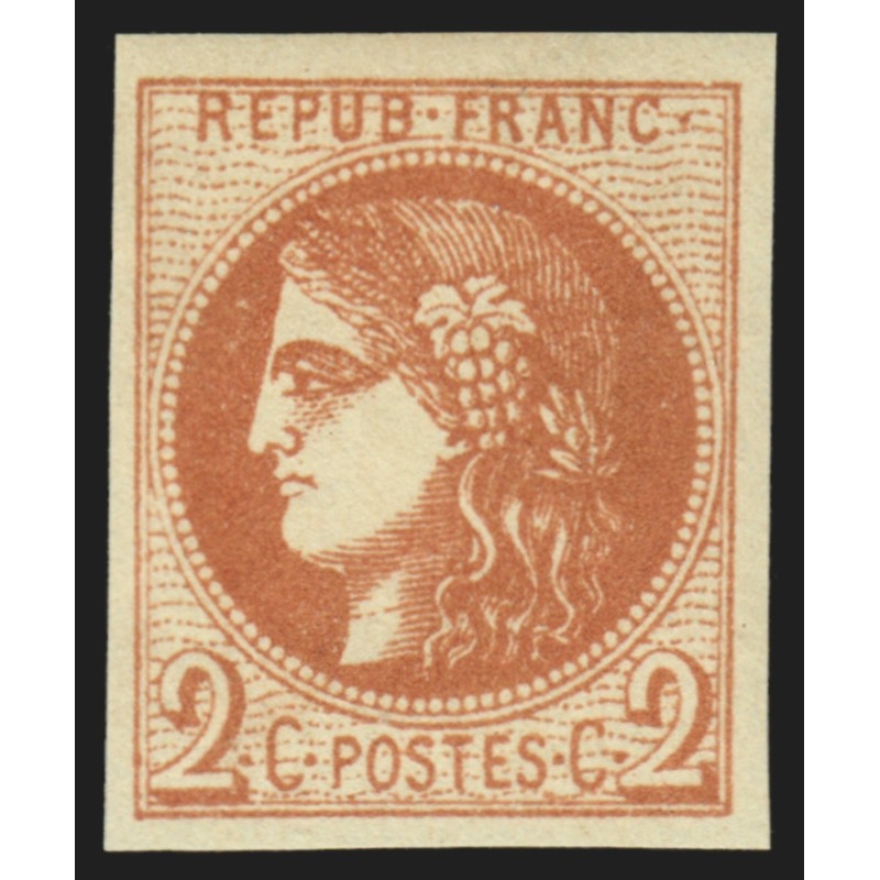n°40B, Cérès Bordeaux, 2c brun-rouge, Report 2, neuf * légère trace de ch. - TB