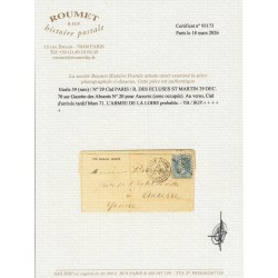 Ballon monté "L'Armée de la Loire" pour Auxerre Zone Occupée, Certificat ROUMET