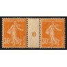n°141, paire millésime 0, Semeuse camée 30c orange, neuf * avec charnière - TB