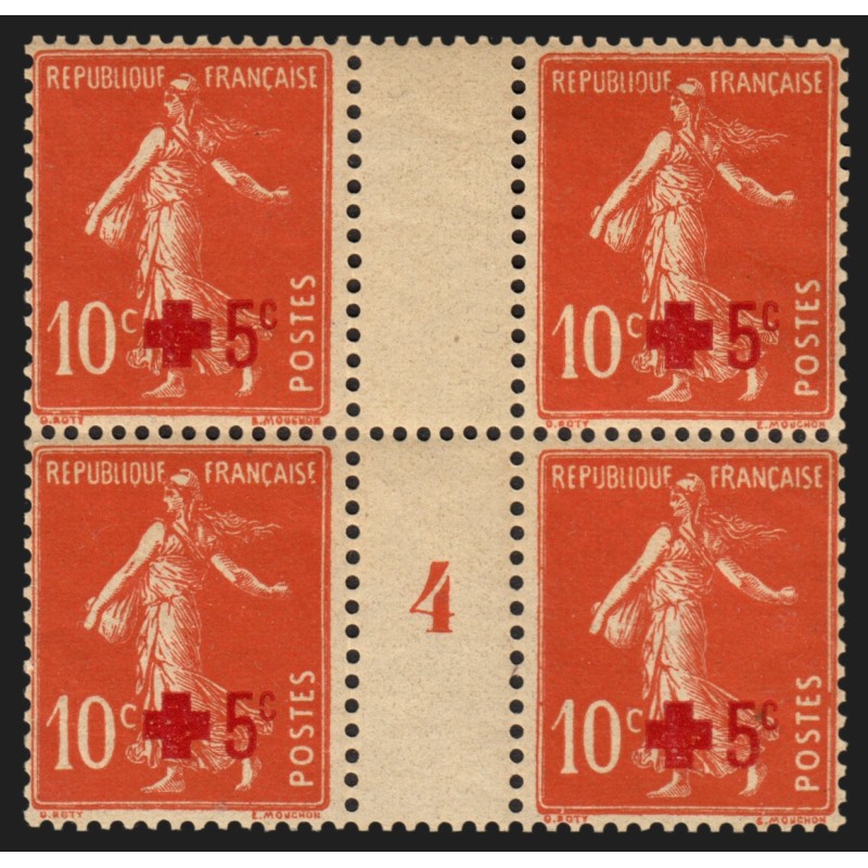n°146, bloc millésime 4, Semeuse Crois-Rouge 1914, neuf ** sans charnière - TB