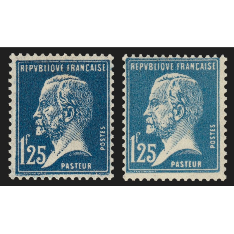 n°180a, Pasteur 1fr25 BLEU-NOIR + bleu normal, neufs ** sans charnière - TB