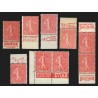 n°199, lot de 9 bandes publicitaires, Semeuse lignée 50c rouge, neufs ** - TB