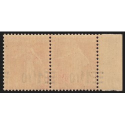 n°228, variété "surcharge à cheval", Semeuse 1fr10 sur 1fr40 rose, neuf ** - TB