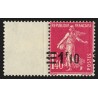 n°228, variété "surcharge à cheval", Semeuse 1fr10 sur 1fr40 rose, neuf ** TB