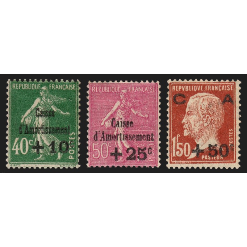 n°253/255, Caisse d'Amortissement, série complète, neufs * trace de ch. - B/TB