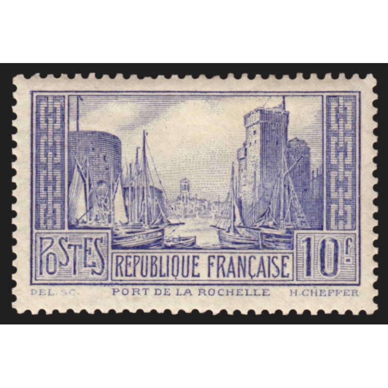 n°261b, Port de La Rochelle, 10fr outremer pâle, Type I, neuf * - TB