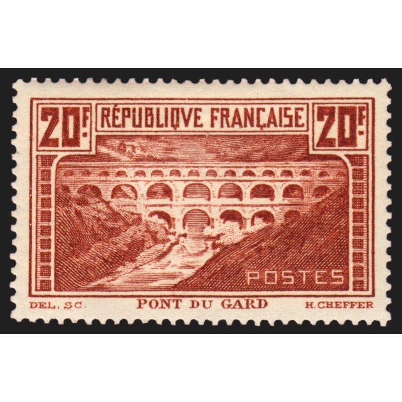 n°262d, Pont du Gard, 20fr chaudron-foncé, Type IIA, neuf * - TB