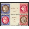 n°348/351 bloc central, Exposition philatélique Paris PEXIP 1937, oblitéré - TB