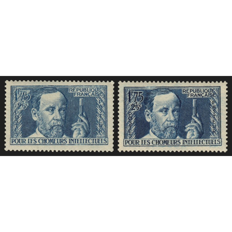 n°385, en 2 nuances de couleurs, Louis Pasteur 1938, neufs ** sans charnière TB