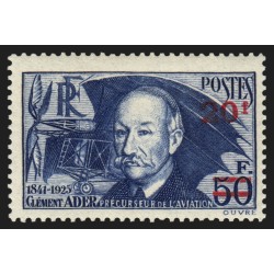 n°493, Clément Ader surchargé 20fr sur 50fr outremer, neuf ** sans charnière TB