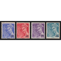n°657/660, variété "surcharge RF renversée", série complète 1944, neufs ** - TB