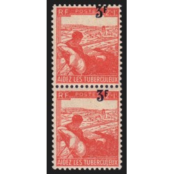 n°750, variété "surcharge décalée vers la gauche" en paire, neufs ** - TB