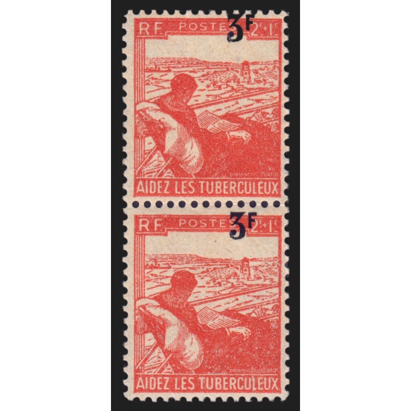 n°750, variété "surcharge décalée vers la gauche" en paire, neufs ** - TB