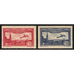 Poste Aérienne n°5/6, Avion survolant Marseille 1930, neufs ** sans charnière