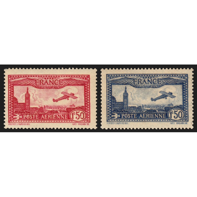 Poste Aérienne n°5/6, Avion survolant Marseille 1930, neufs ** sans charnière