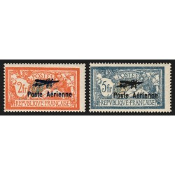 Poste Aérienne n°1/2, Merson surchargés, neufs * avec ch. signé A.BRUN - TB