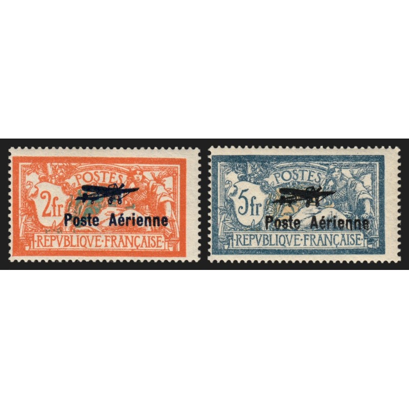 Poste Aérienne n°1/2, Merson surchargés, neufs * avec ch. signé A.BRUN - TB
