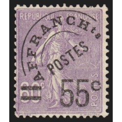 Préoblitérés n°47, Semeuse lignée 55c sur 60c violet, 1922, neuf (*) sans gomme