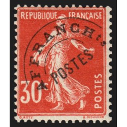 Préoblitérés n°58, Semeuse 30c rouge, 1922, neuf * légère trace de charnière TB