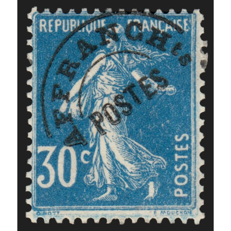 Préoblitérés n°60, Semeuse 30c bleu, 1922, neuf * avec charnière - TB