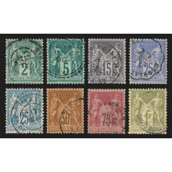 n°74/82 (sauf n°76), Sage 1876, série complète Type II, oblitérés - TB