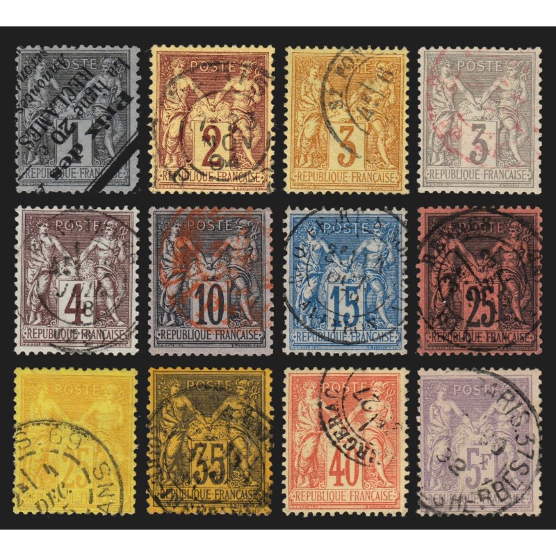 n°83/95, Sage 1877, série complète, oblitérés - TB 1er choix