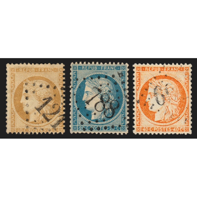 n°36/38, Cérès Siège de Paris 1870, série complète, oblitérés - TB D'ASPECT