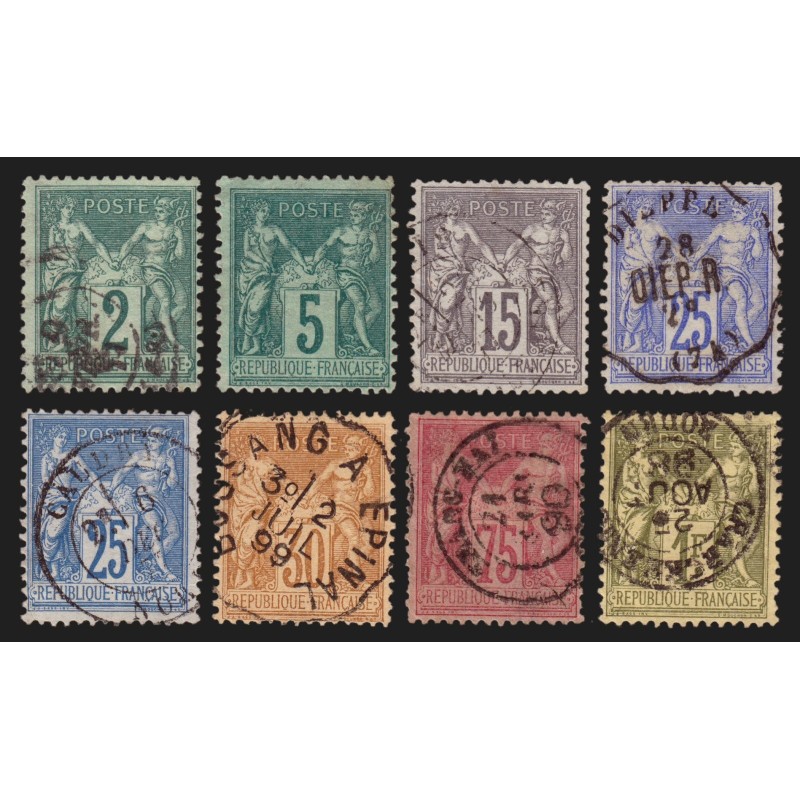 n°74/82 (sauf n°76), Sage 1876, série complète Type II, oblitérés - TB D'ASPECT